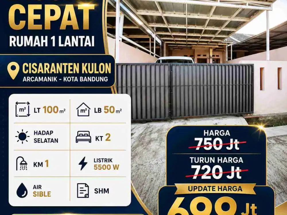 Dijual cepat rumah 600 Jutaan di Cisaranten Kulon, Arcamanik