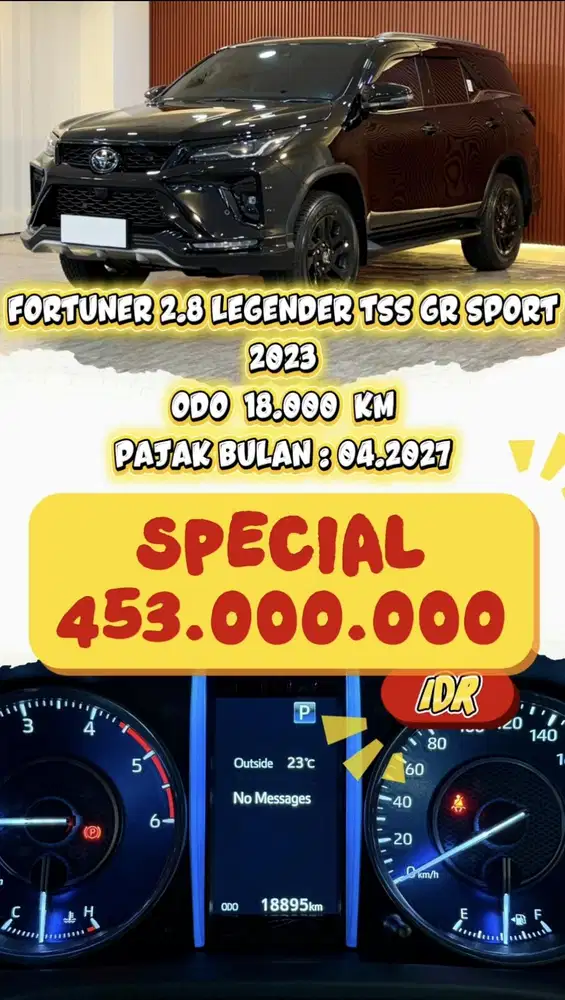 [ ODO 18.000 KM ] FORTUNER 2.8 VRZ GR SPORT AT 2023 BERGARANSI 5 TAHUN