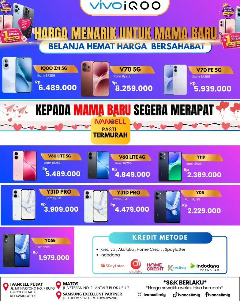 VIVO PROMO HARGA PALING MURAH SE MALANG RAYA UNIT BERGARANSI & SEGEL