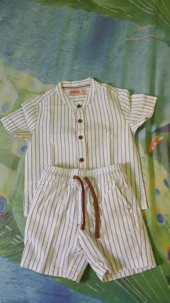 JSP692 Baju Muslim Bayi Laki-laki 3-6 Bulan Motif Stripe