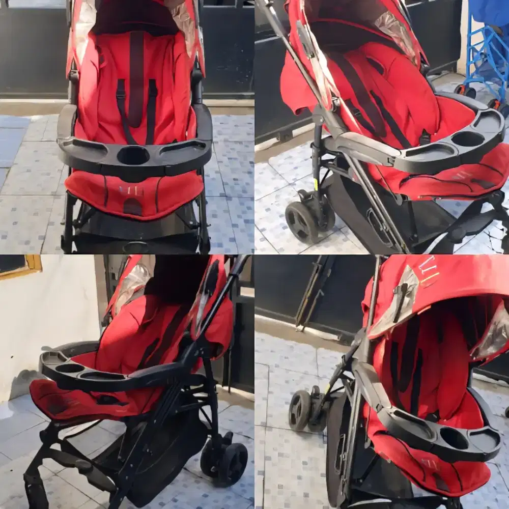 Stroller elle warna merah 3in1