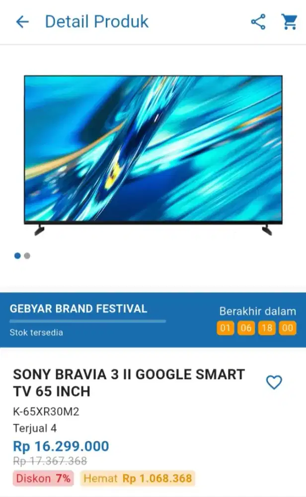 CICILAN SONY BRAVIA 3 II GOOGLE SMART TV 65 INCH