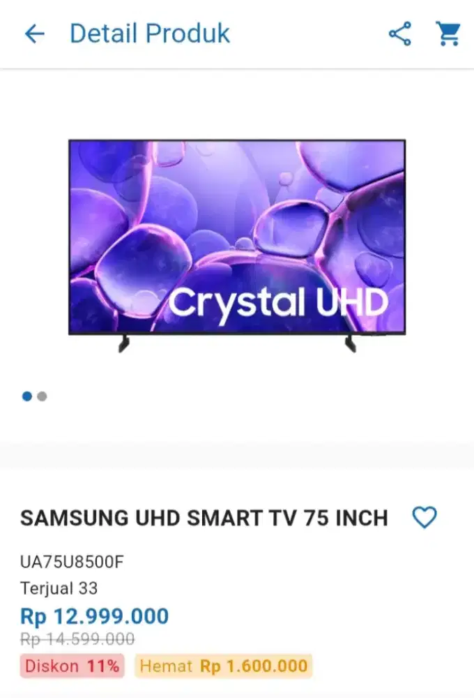 CICILAN SAMSUNG UHD SMART TV 75 INCH