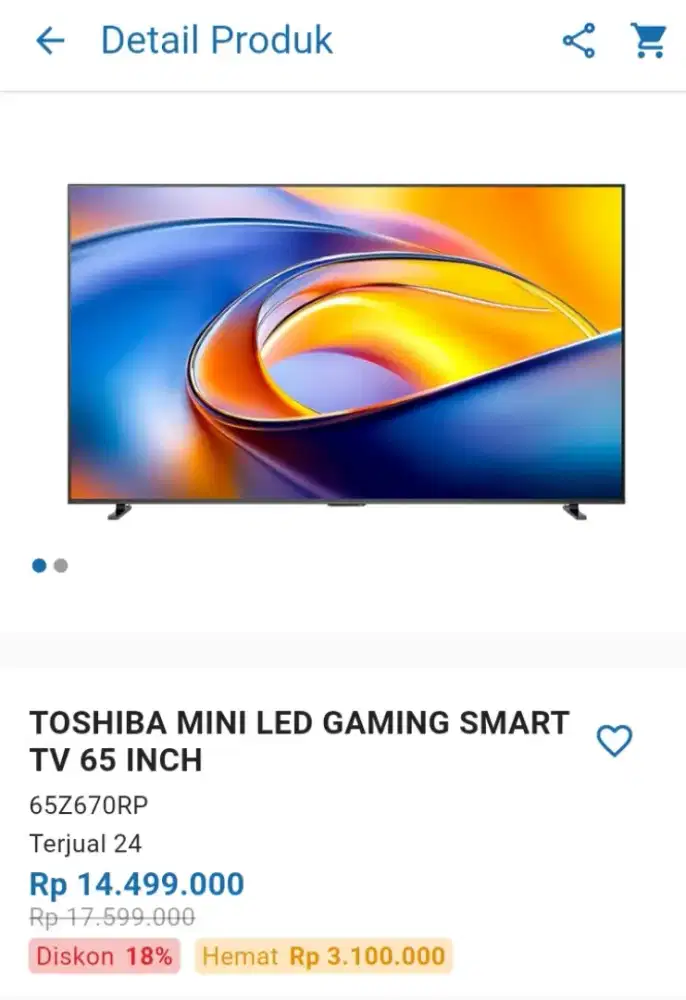 CICILAN TOSHIBA MINI LED GAMING SMART TV 65 INCH