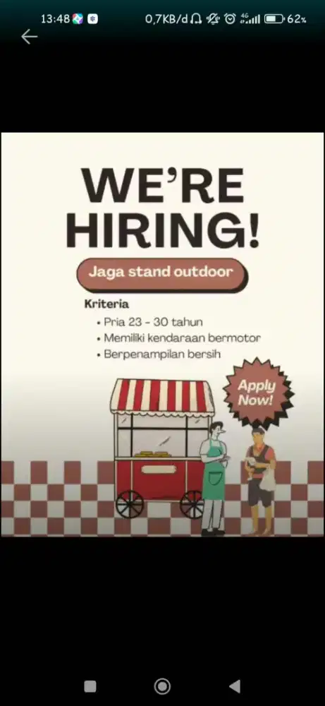 Lowongan kerja Jaga stand outdoor