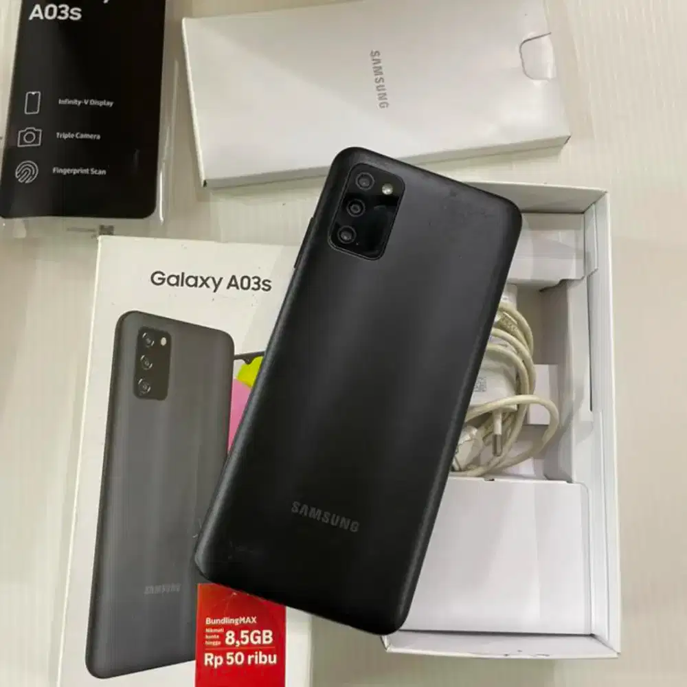 Samsung A03s Hitam 4/64 Normal Mulus Fullset Anti Lemotd