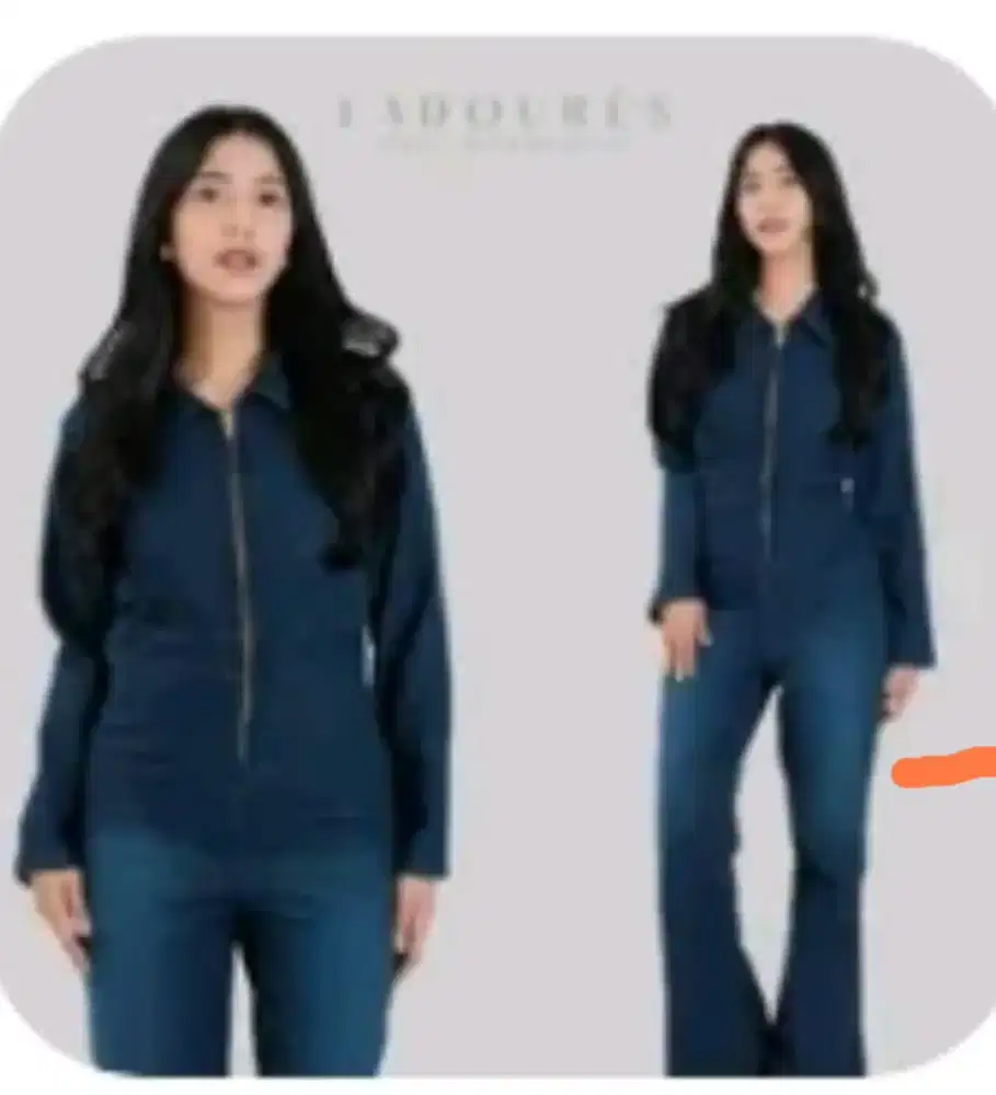 Jumpsuit jeans denim lengan panjang size xl