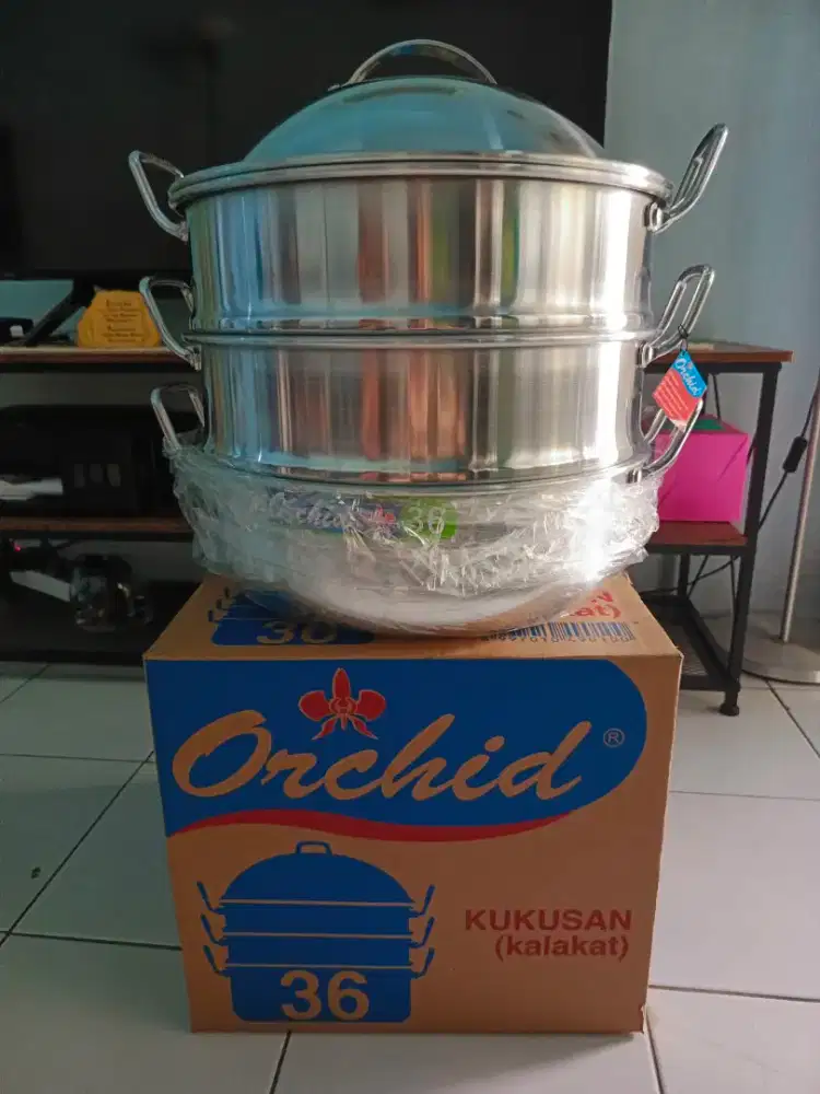 ORCHID Panci kukusan kalakat aluminium 3 dusun, ukuran 36 cm