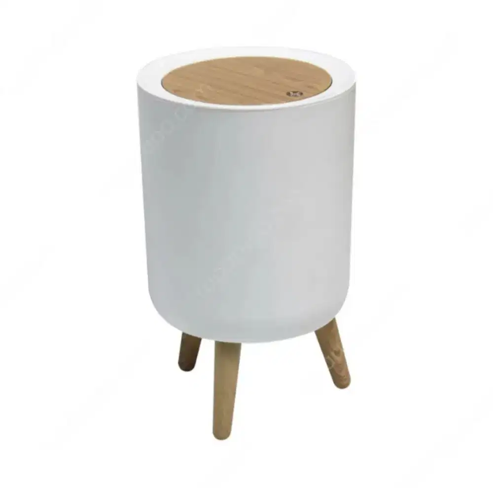 PUSH trash bin wooden 7 L white