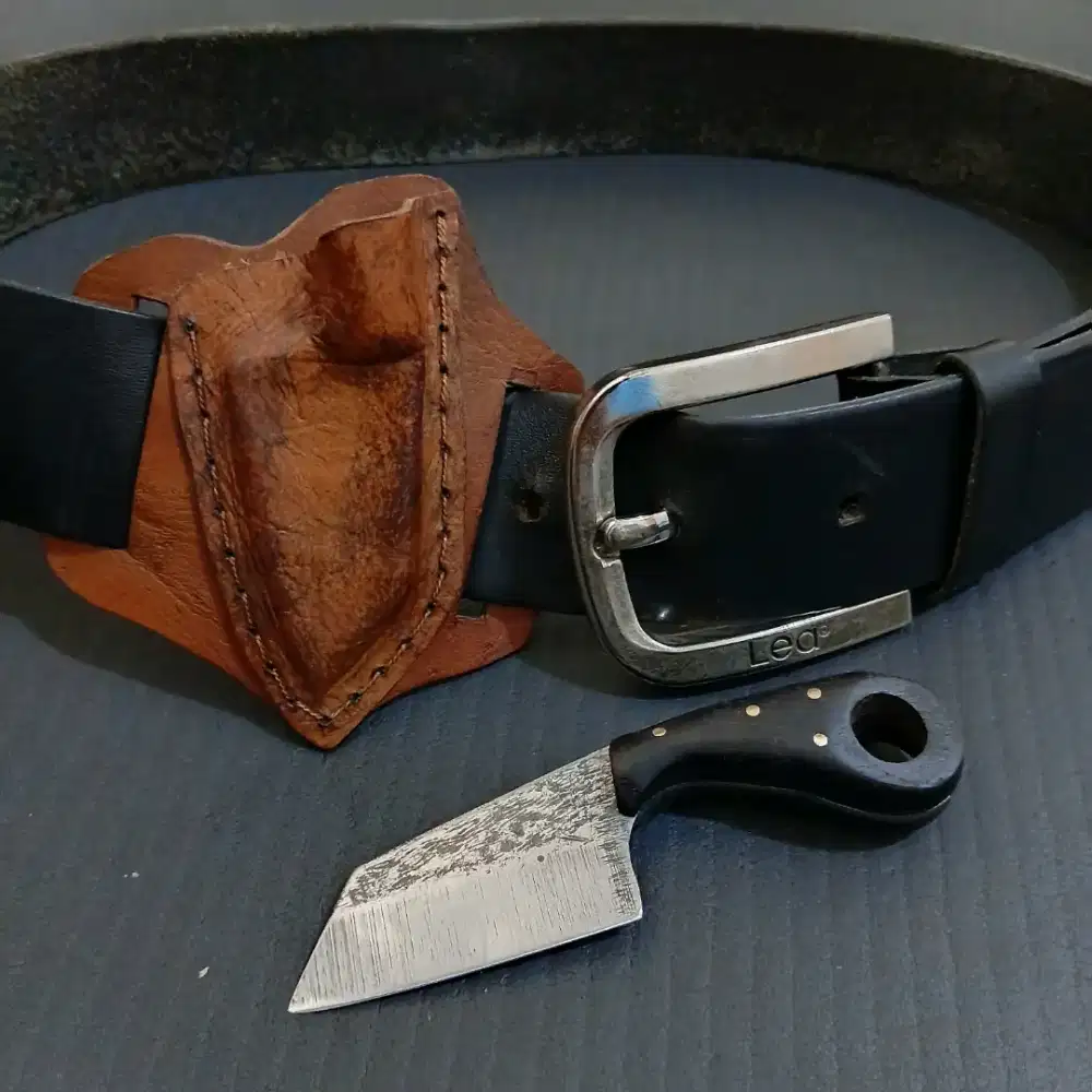 Prototipe pisau saku mini tanto kulit sapi