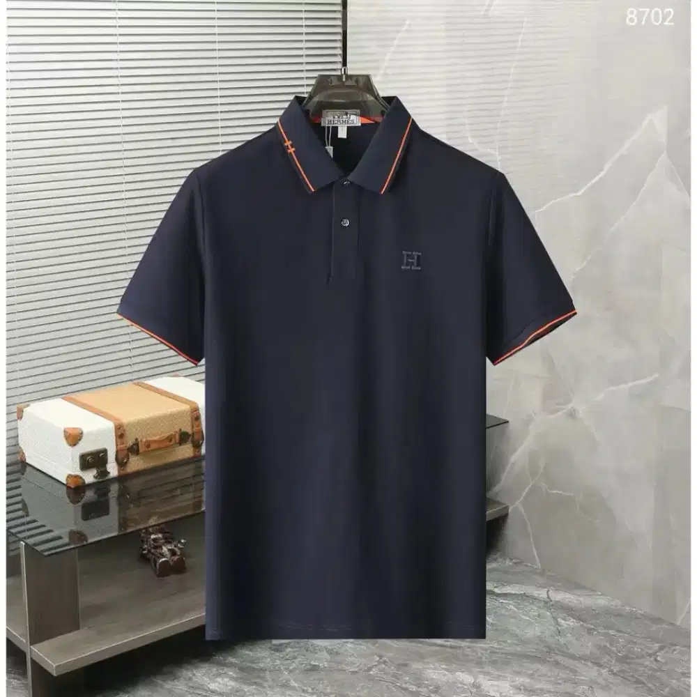 KAOS KERAH HERMES SIGNATURE COTTON IMPORT BRANDED