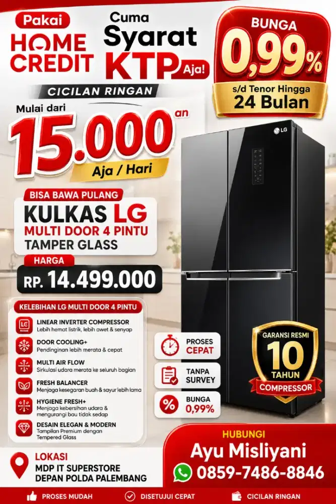Cicilan kulkas LG 4 pintu menggunakan Home Credit