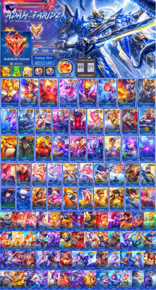 AKUN MOBILE LEGENDS KOLEKTOR SULTAN EX150 GAGAH