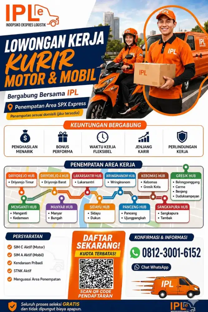 LOWONGAN KERJA KURIR MOTOR & MOBIL SHOPEE EXPRESS