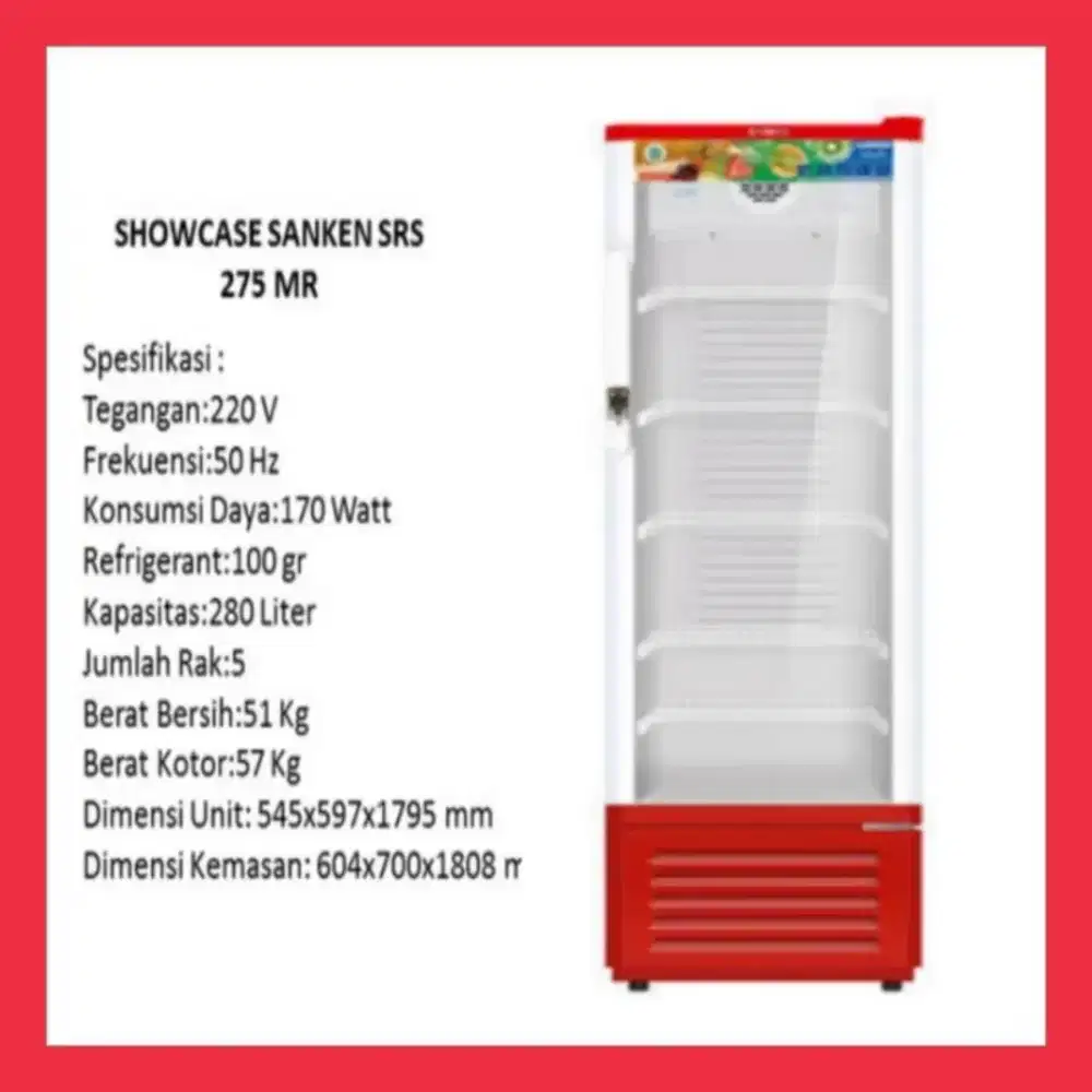 PROMO TERMURAH! SANKEN SRS 275 SHOWCASE DISPLAY COOLER  5RAK