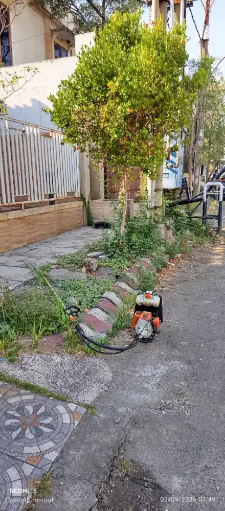 Potong rumput pakai mesin