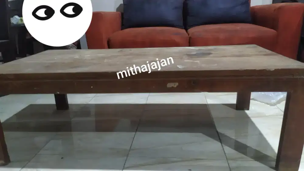 Meja lesehan panjang coklat kuat kokoh perabotan komputer pendek