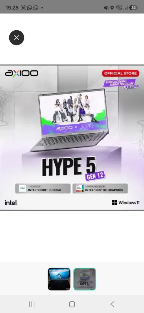 Laptop i5 Gen 12 Axioo Hype 5 RAM 16GB