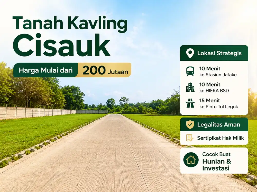 Kavling Cisauk 200 Jt-An, Hanya 10 Menit ke Hiera BSD, SHM