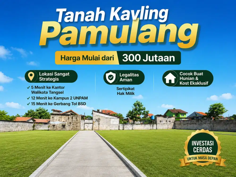 Kavling Dijual Pamulang, 15 Menit Gerbang Tol BSD, SHM