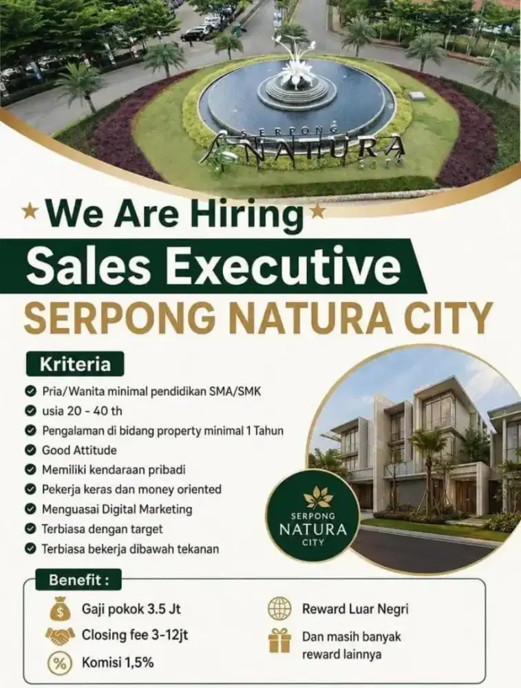 Lowongan kerja sales Serpong Natura City