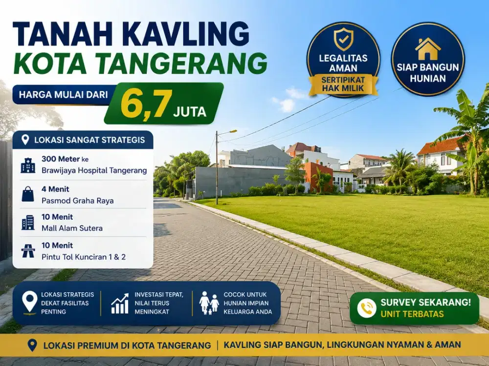 Kavling Strategis, Hanya 4 Menit ke Pasmod Graha Raya, SHM Pecah