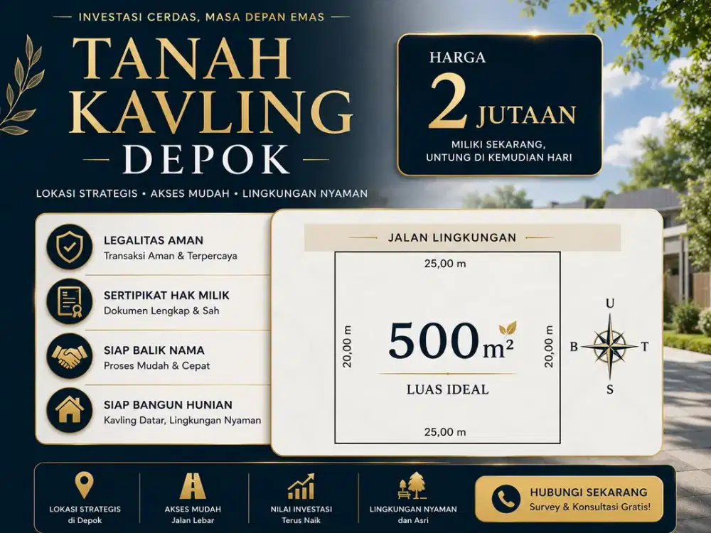 Tanah Depok 2 Jt-an, 10 Menit Terminal Pondok Cabe, SHM