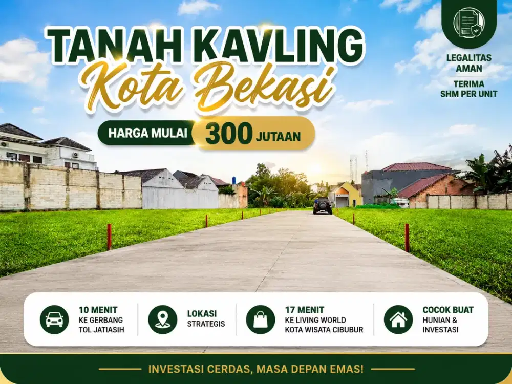 Kavling Bekasi, 10 Menit ke Gerbang Tol Jatiasih, SHM Terjamin