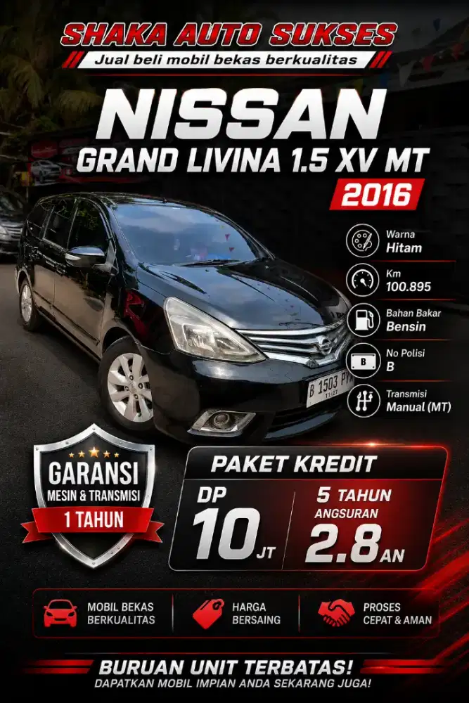 Nissan grand livina 1.5 mt 2016