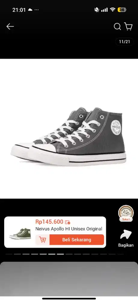 Jual rugi sepatu neivus high warna abu