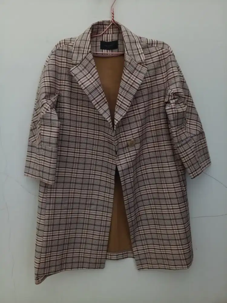 Lomg coat / long blazer kotak kotak tartan ala burberry
