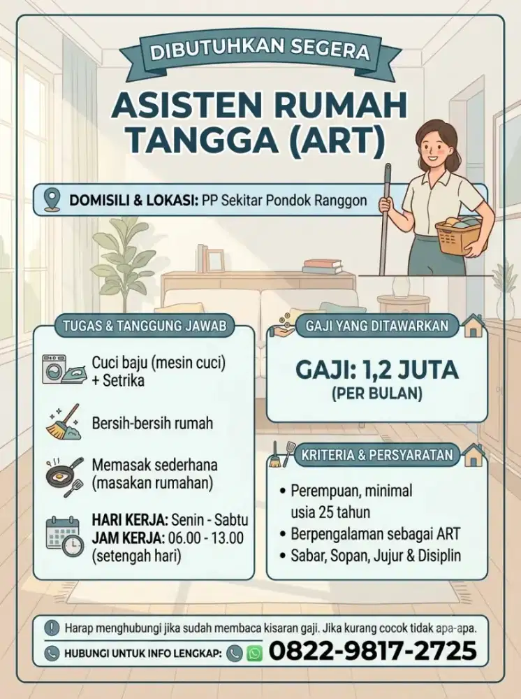 Mencari ART PP Pondok Ranggon