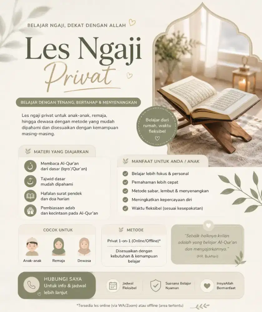 Les ngaji privat - Online/ Offline