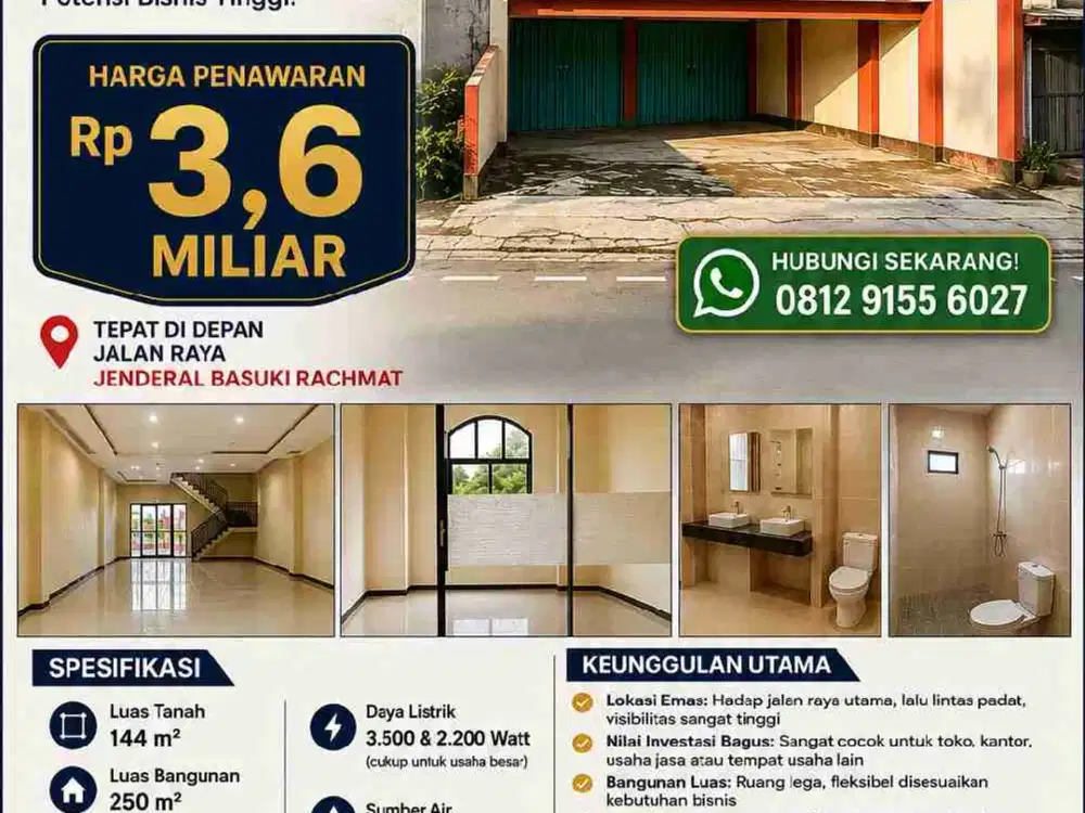 DIJUAL RUKO GANDENG DEPAN JALAN RAYA UTAMA