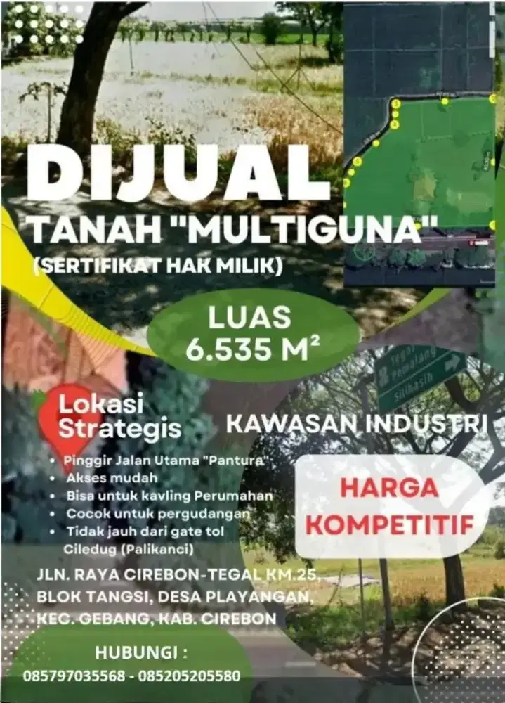 Dijual Tanah Jalur Utama Pantura Cirebon