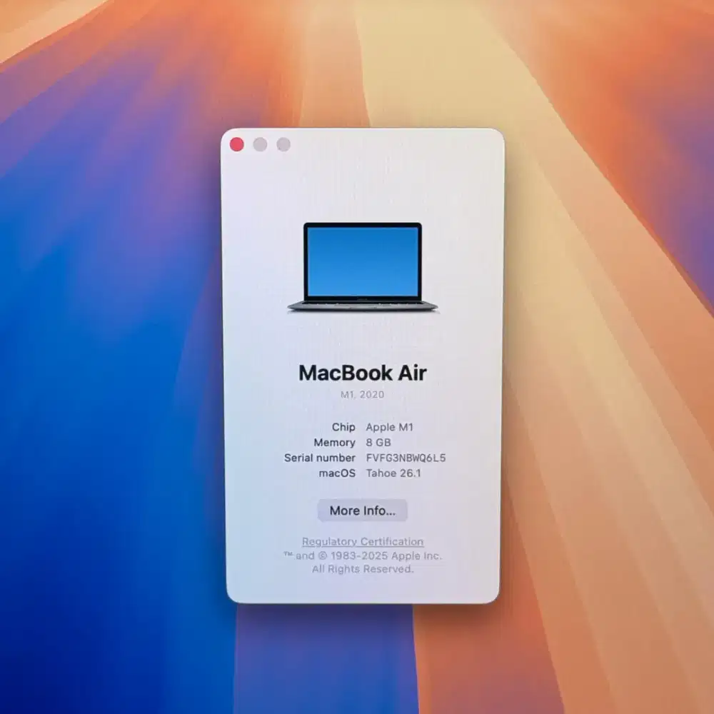Macbook Air M1 Ram 8 Ssd 512 Layar 13 inch Full set Space Grey