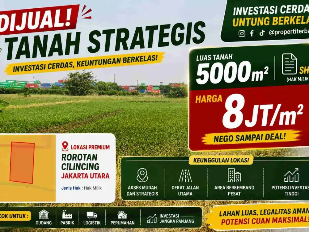 Tanah Strategis di Rorotan Cilincing Jakarta Utara