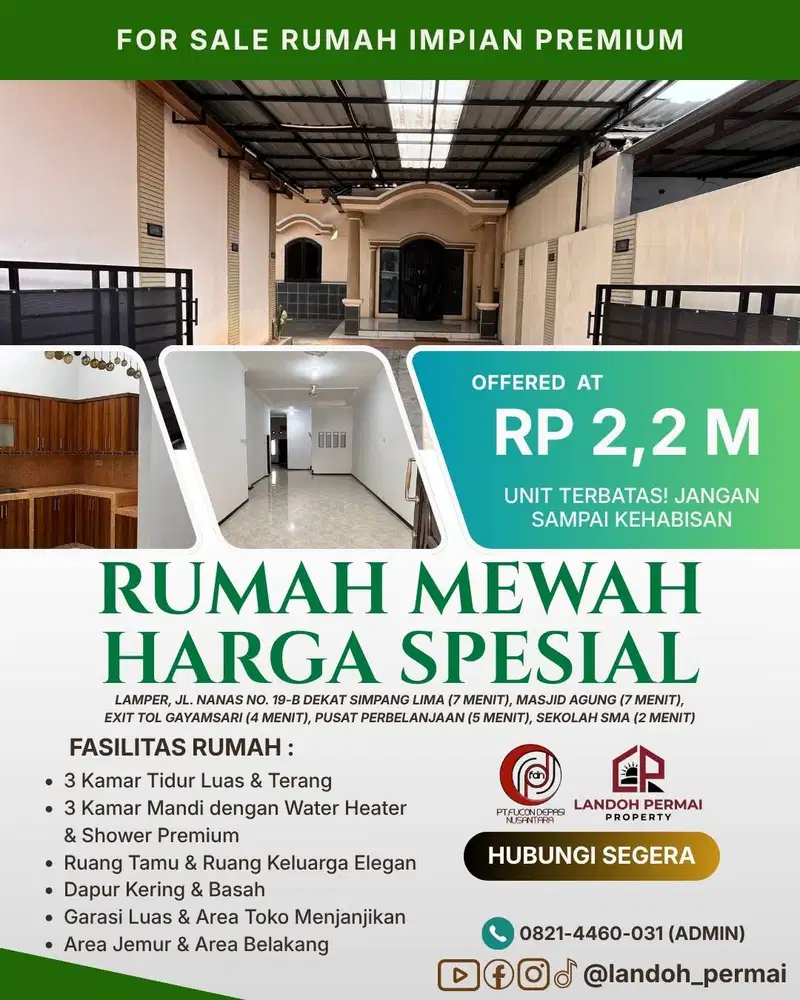 SEMARANG TENGAH-HUNIAN SHM BERUKURAN LEGA & TERAWAT (TANPA PERANTARA)