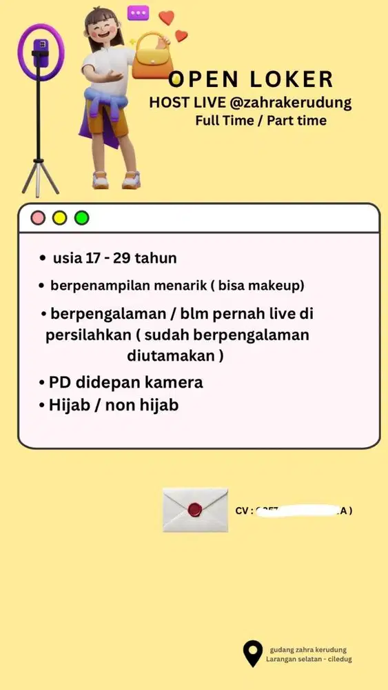 DI CARI HOST LIVE FULL TIME
