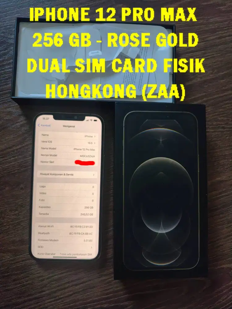 Iphone 12 Pro Max 256GB Dual SIM FISIK Gold Hongkong ZAA Resmi LANGKA