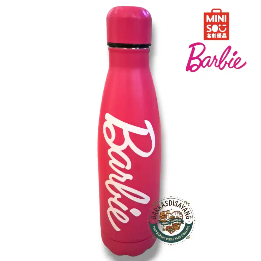 BOTOL TUMBLER MINUMAN MINISO X BARBIE SERI BASBEBALL WARNA PINK