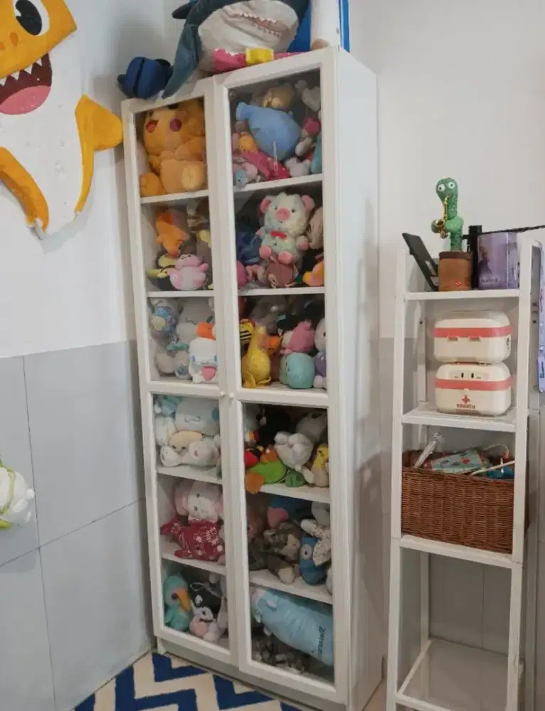 BILLY/OXBERG Rak Buku Ikea - Lemari Kaca Display Buku Serbaguna Putih