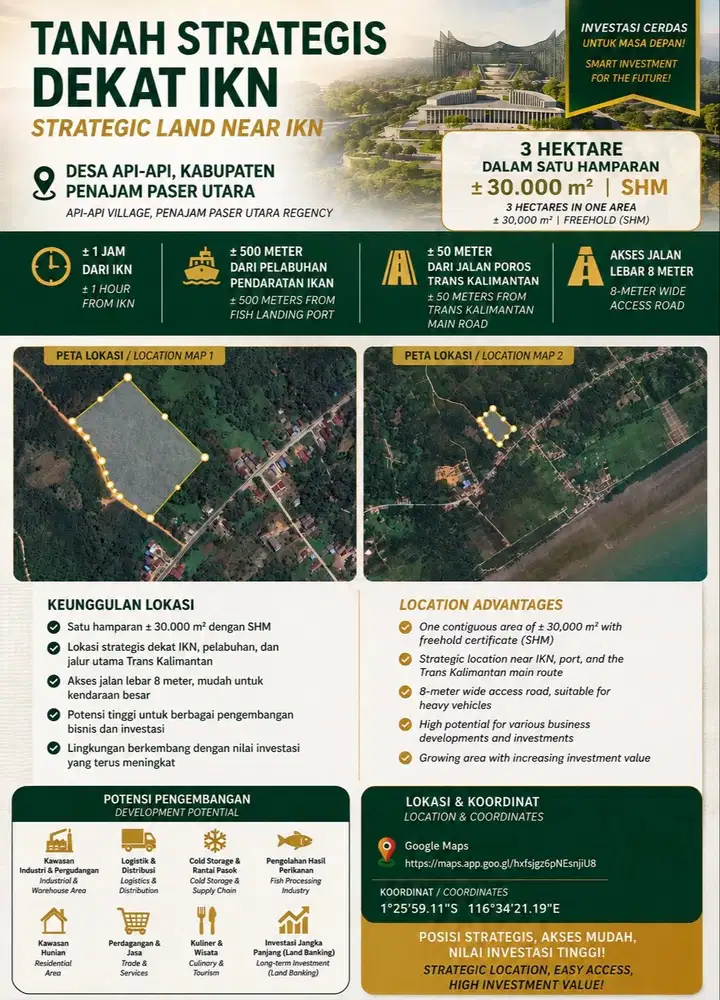 Tanah SHM Dekat IKN (Ibu Kota Nusantara)