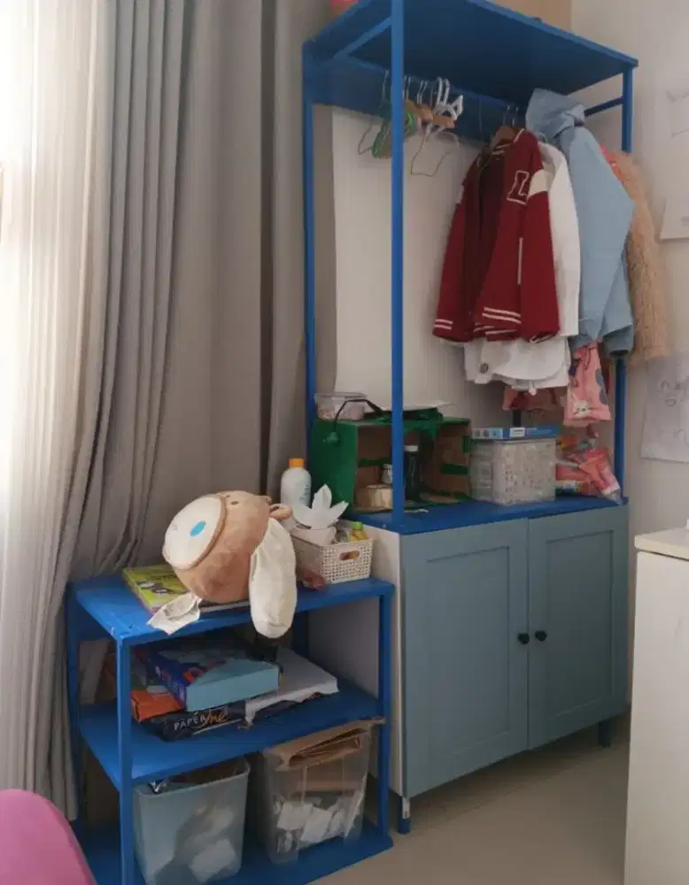 SET PLATSA Lemari Pakaian dan Rak Besi Biru IKEA (2 pcs)
