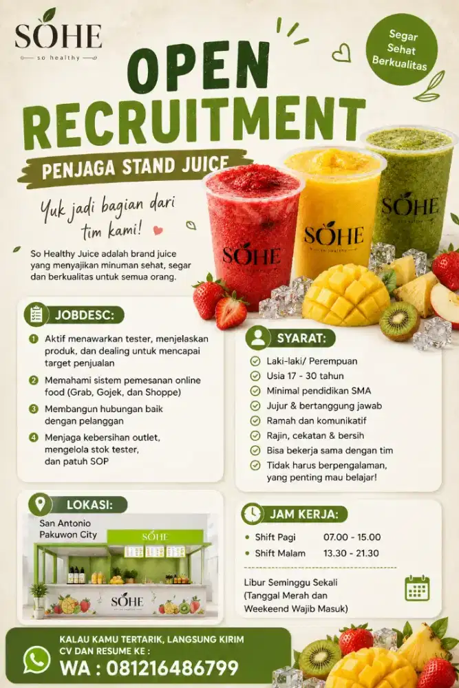 Open Rekrutmen Penjaga Stand Juice
