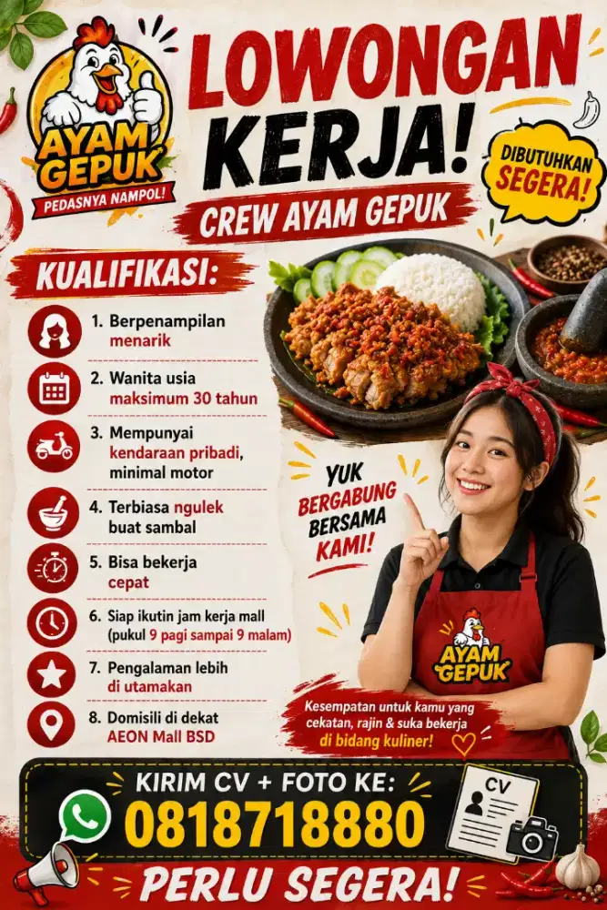 DIBUTUHKAN SEGERA KARYAWAN WANITA
