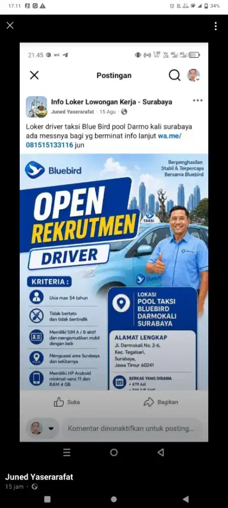 Lowongan driver taksi