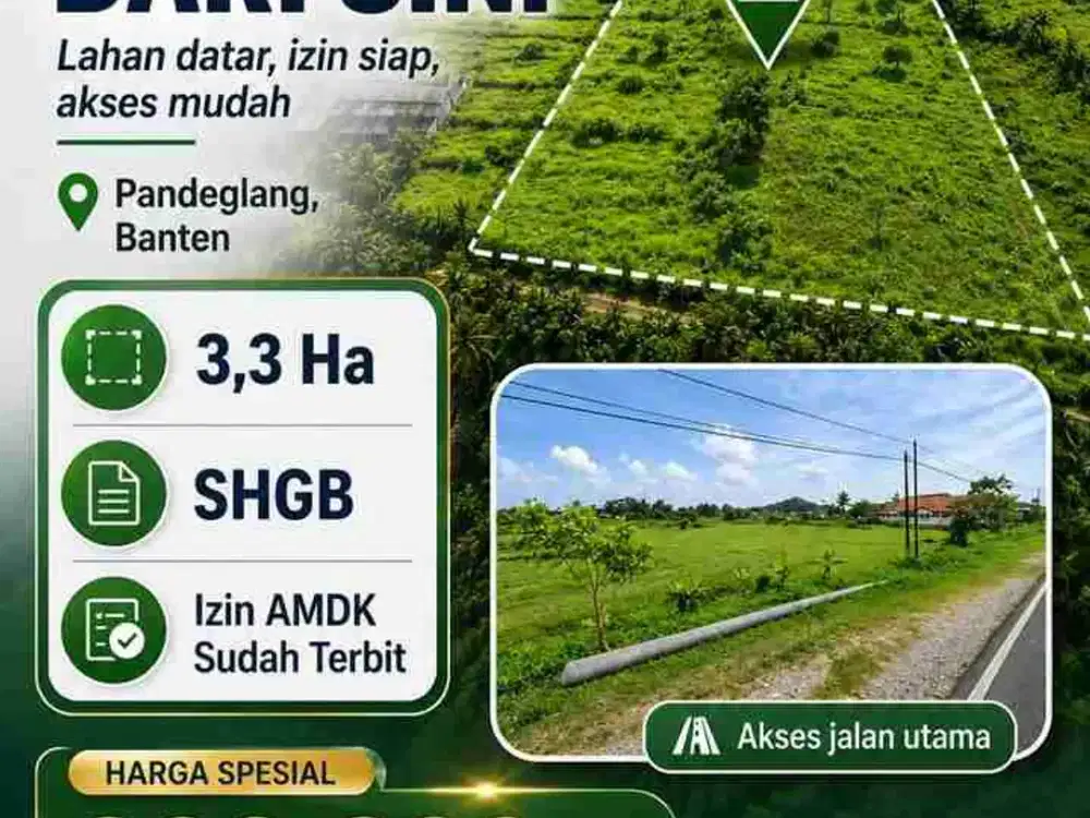 Jual Tanah Pandeglang Banten Strategis Cocok Untuk Industri Air Minum