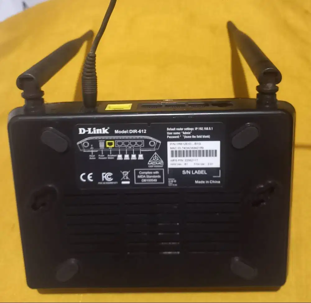 D-Link Router DIR-612+Adaptor,O8I3 IO7 55OOO,normal,mulus,murah,NET.