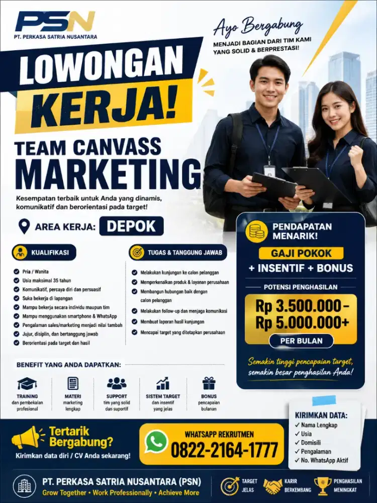 Dibutuhkan Marketing pria atau wanita
